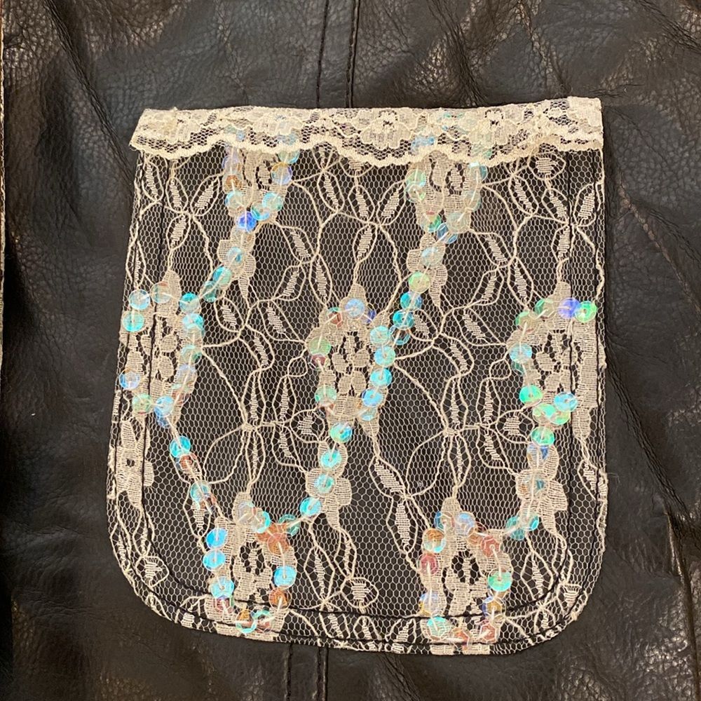 NWT Vintage Newport News Lace & Sequin Faux Leather Jacket Size 8 - Picture 6 of 8